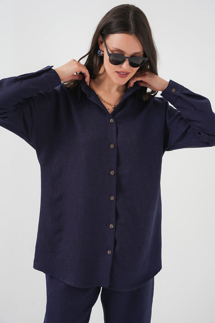 Bigdart 6622 Ensemble en Lin - Bleu marine