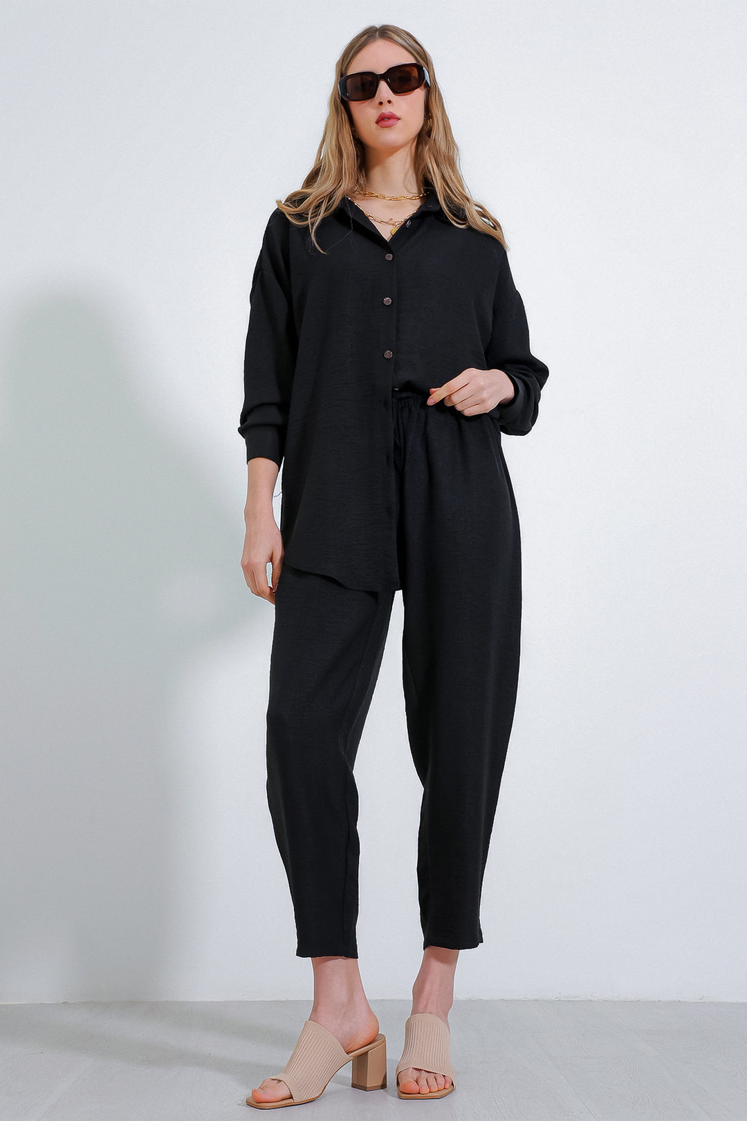 Bigdart Ensemble Oversize en Lin Noir Femme 6622 - Noir
