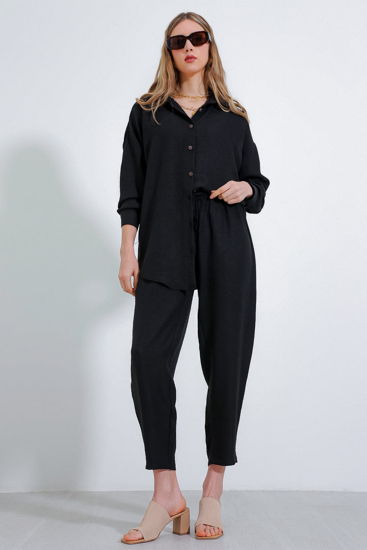 Bigdart Ensemble oversize en lin noir pour femme 6622 - Noir