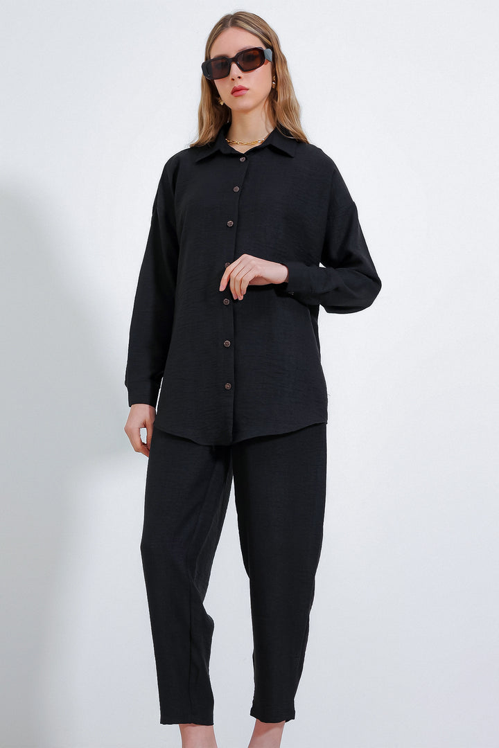 Bigdart Ensemble oversize en lin noir pour femme 6622 - Noir