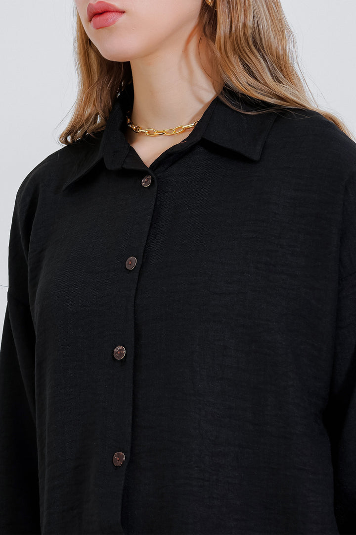 Bigdart Ensemble oversize en lin noir pour femme 6622 - Noir