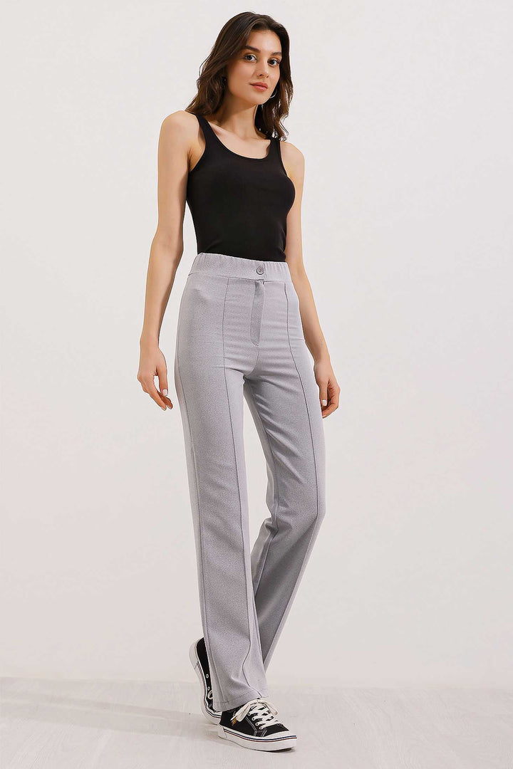 Bigdart Pantalon palazzo taille haute 6629 - Gris