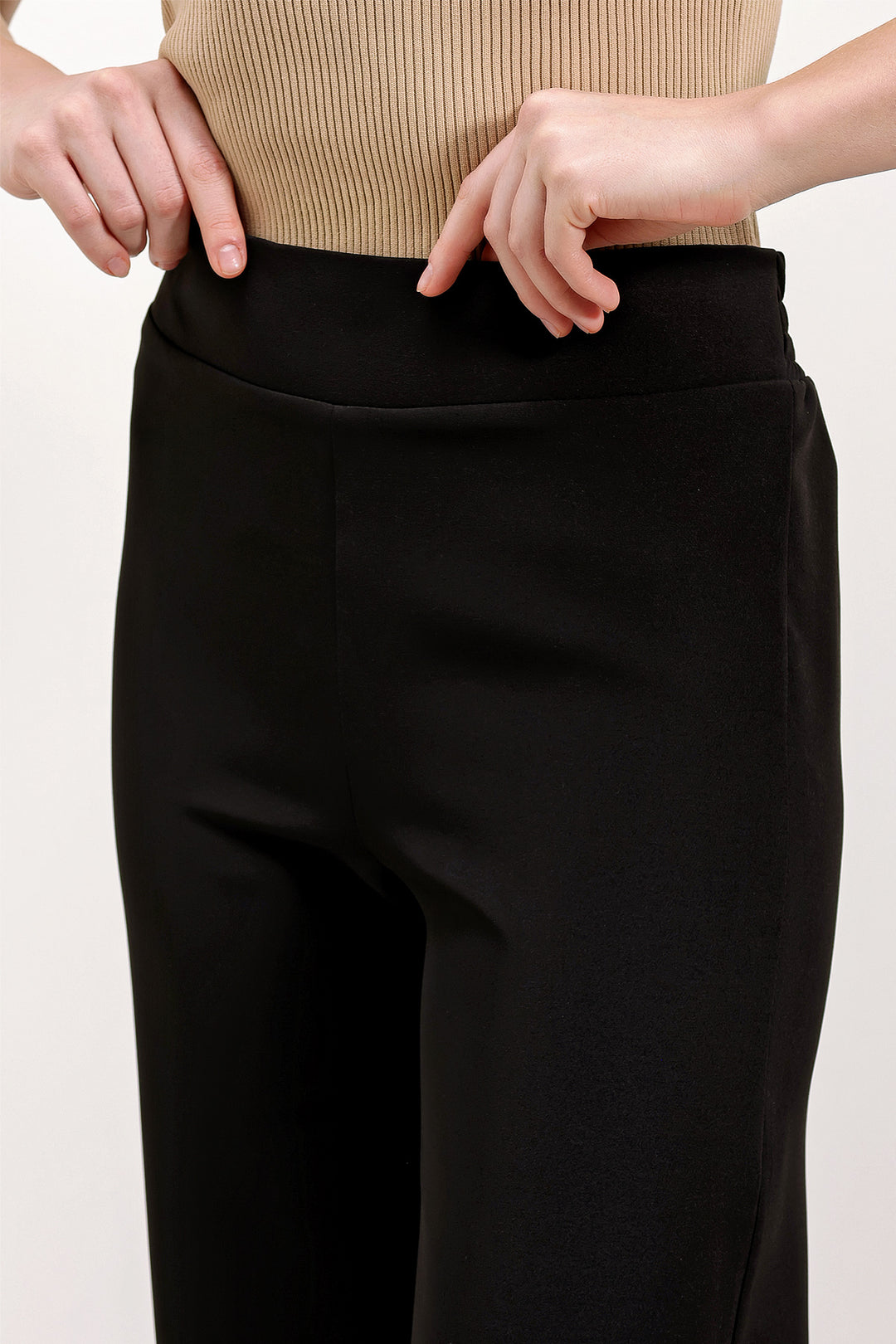 Bigdart Pantalon large taille haute 6633 - Noir