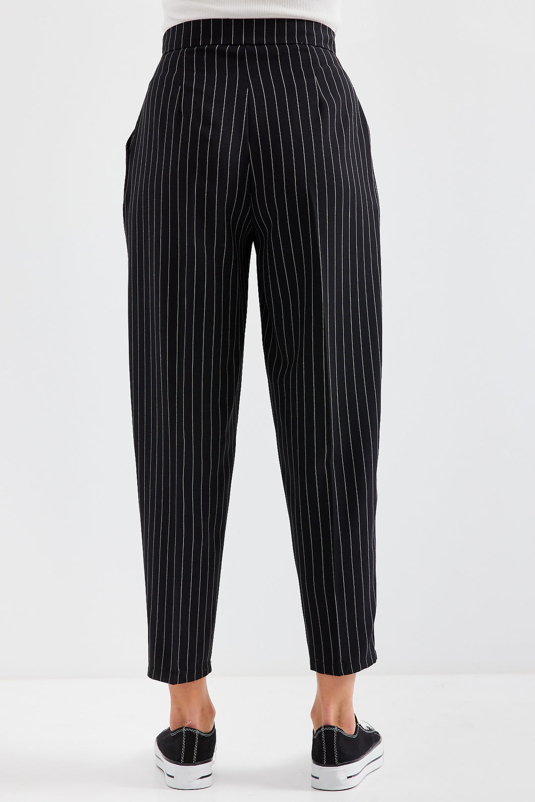 Bigdart 6637 Pantalon en tissu à rayures taille haute - Noir