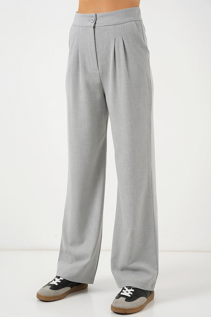 Bigdart Pantalon palazzo taille haute 6638 - Gris clair