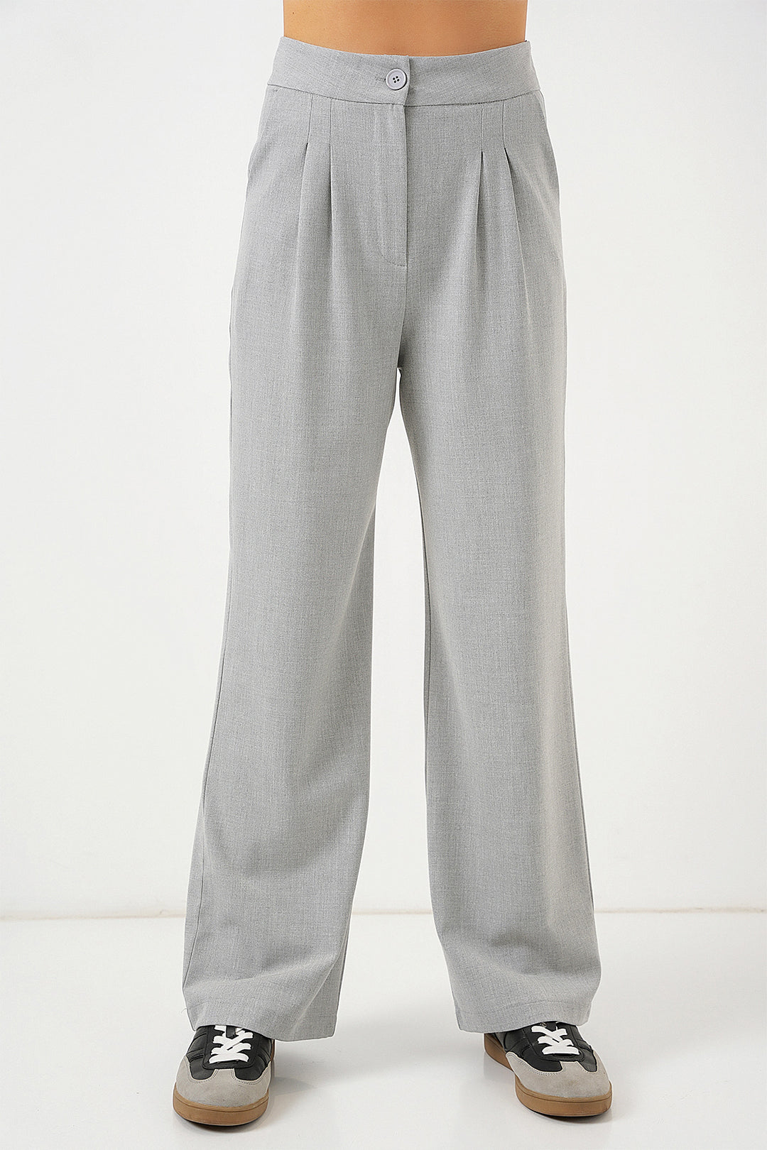 Bigdart Pantalon palazzo taille haute 6638 - Gris clair