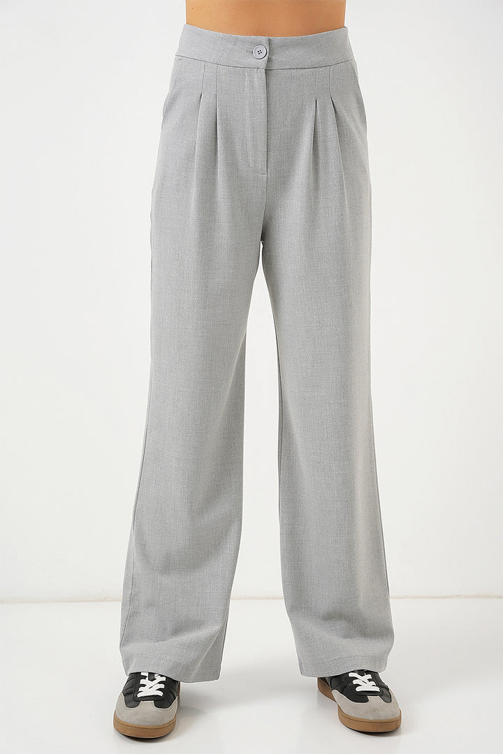 Bigdart Pantalon palazzo taille haute 6638 - Gris clair