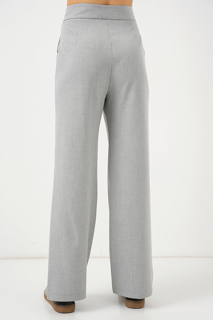 Bigdart Pantalon palazzo taille haute 6638 - Gris clair