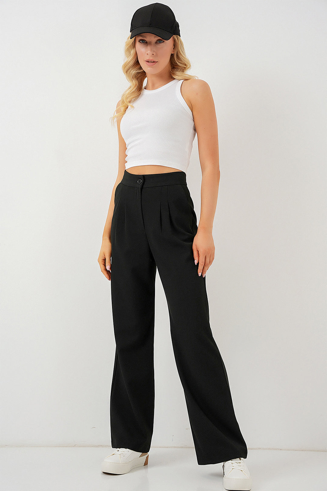 Bigdart Pantalon palazzo taille haute 6638 - Noir foncé