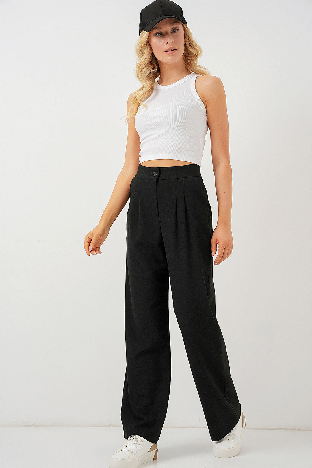 Bigdart Pantalon palazzo taille haute 6638 - Noir foncé