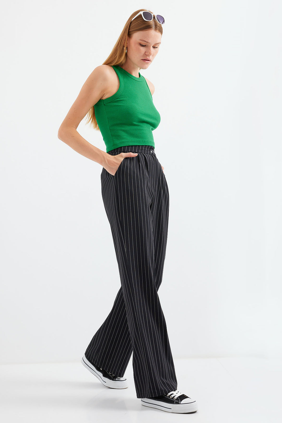 Bigdart Pantalon palazzo taille haute 6638 - Noir