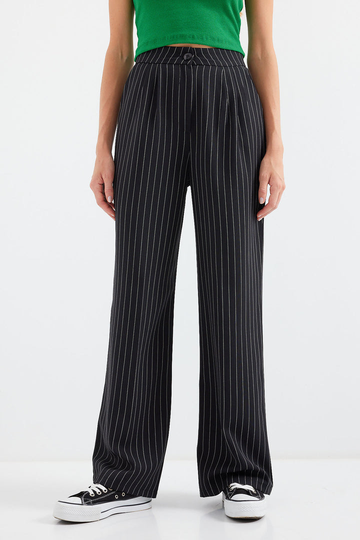 Bigdart Pantalon palazzo taille haute 6638 - Noir