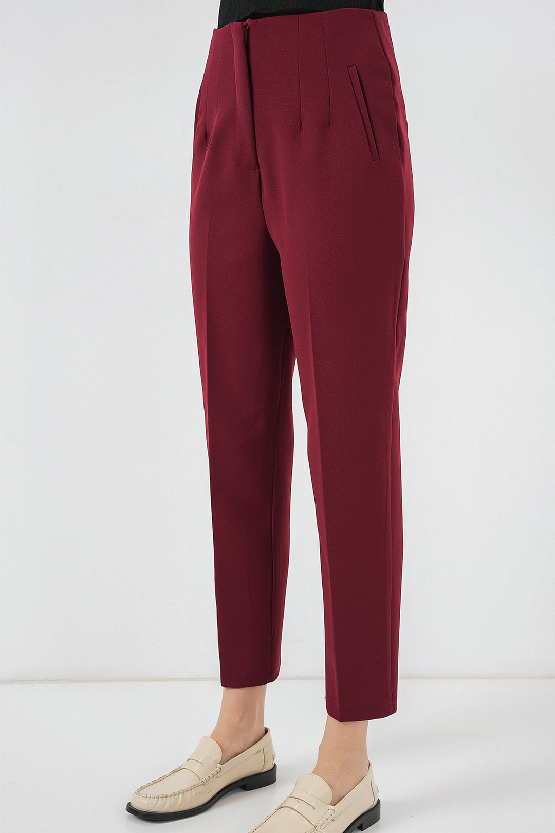 Bigdart Pantalon en Tissu Taille Haute 6650 - Bordeaux