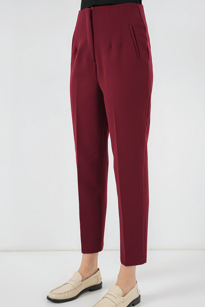 Bigdart Pantalon en Tissu Taille Haute 6650 - Bordeaux
