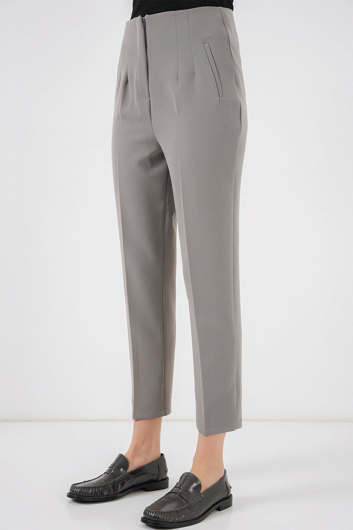 Bigdart Pantalon en Tissu Taille Haute 6650 - Gris