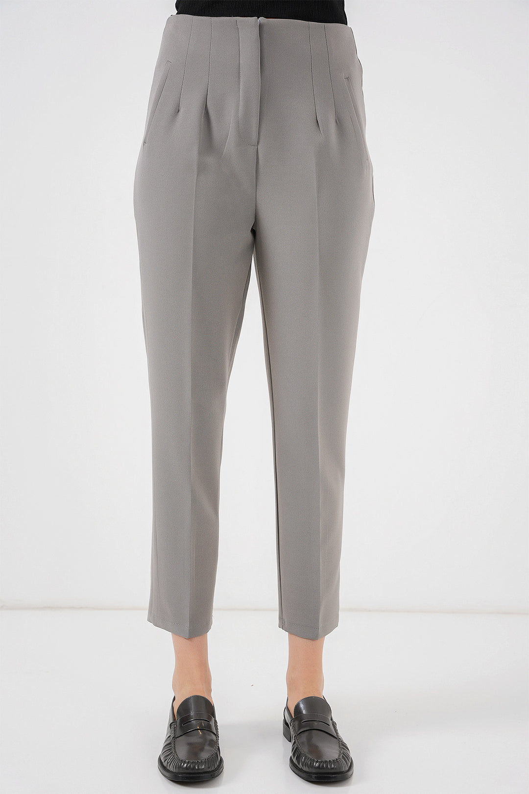 Bigdart Pantalon en Tissu Taille Haute 6650 - Gris