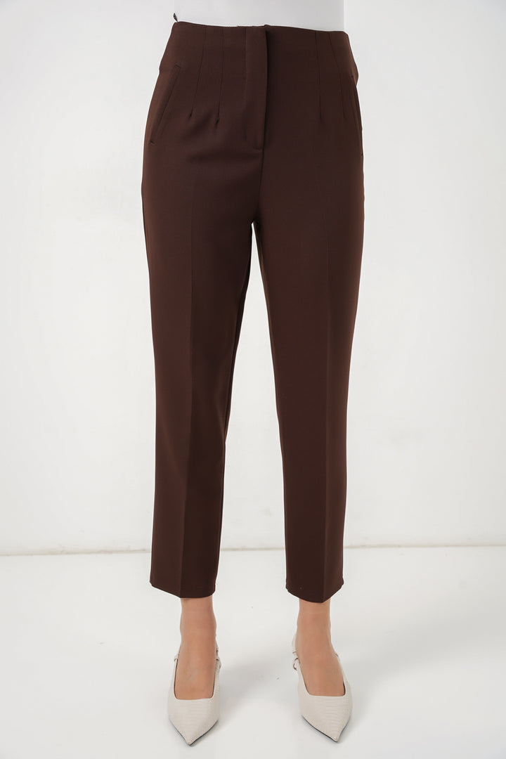 Bigdart Pantalon en tissu taille haute 6650 - Marron