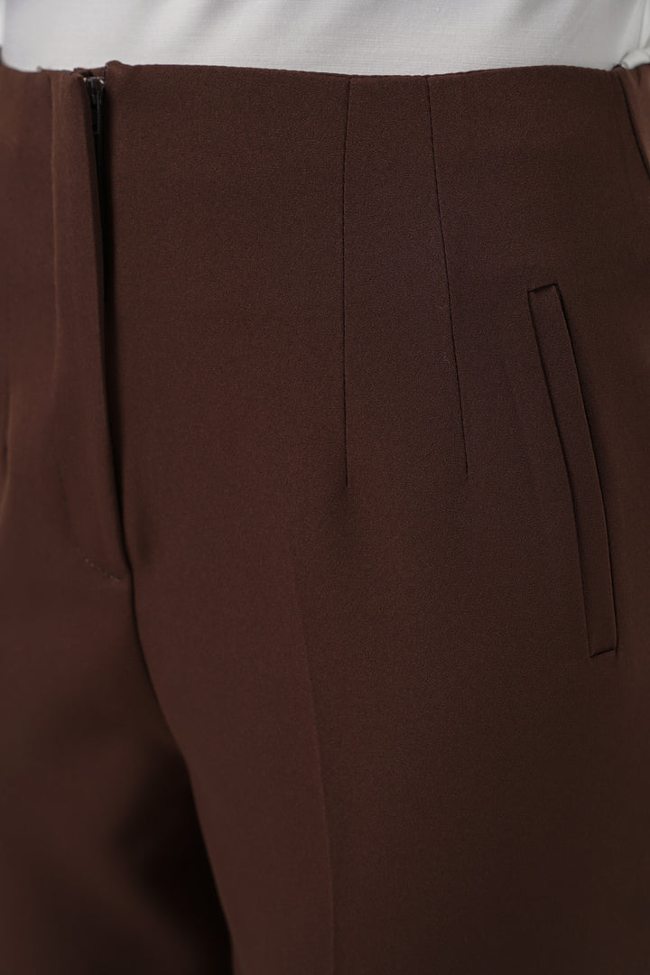 Bigdart Pantalon en tissu taille haute 6650 - Marron