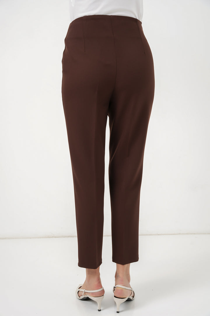 Bigdart Pantalon en tissu taille haute 6650 - Marron