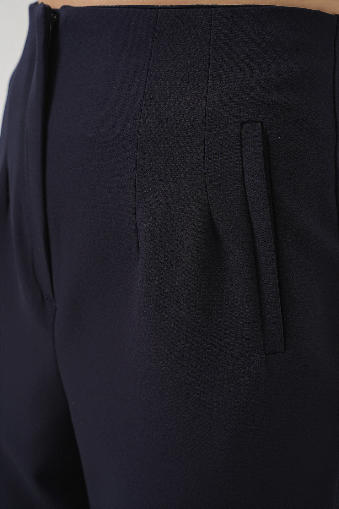 Bigdart Pantalon en tissu taille haute bleu marine pour femme 6650