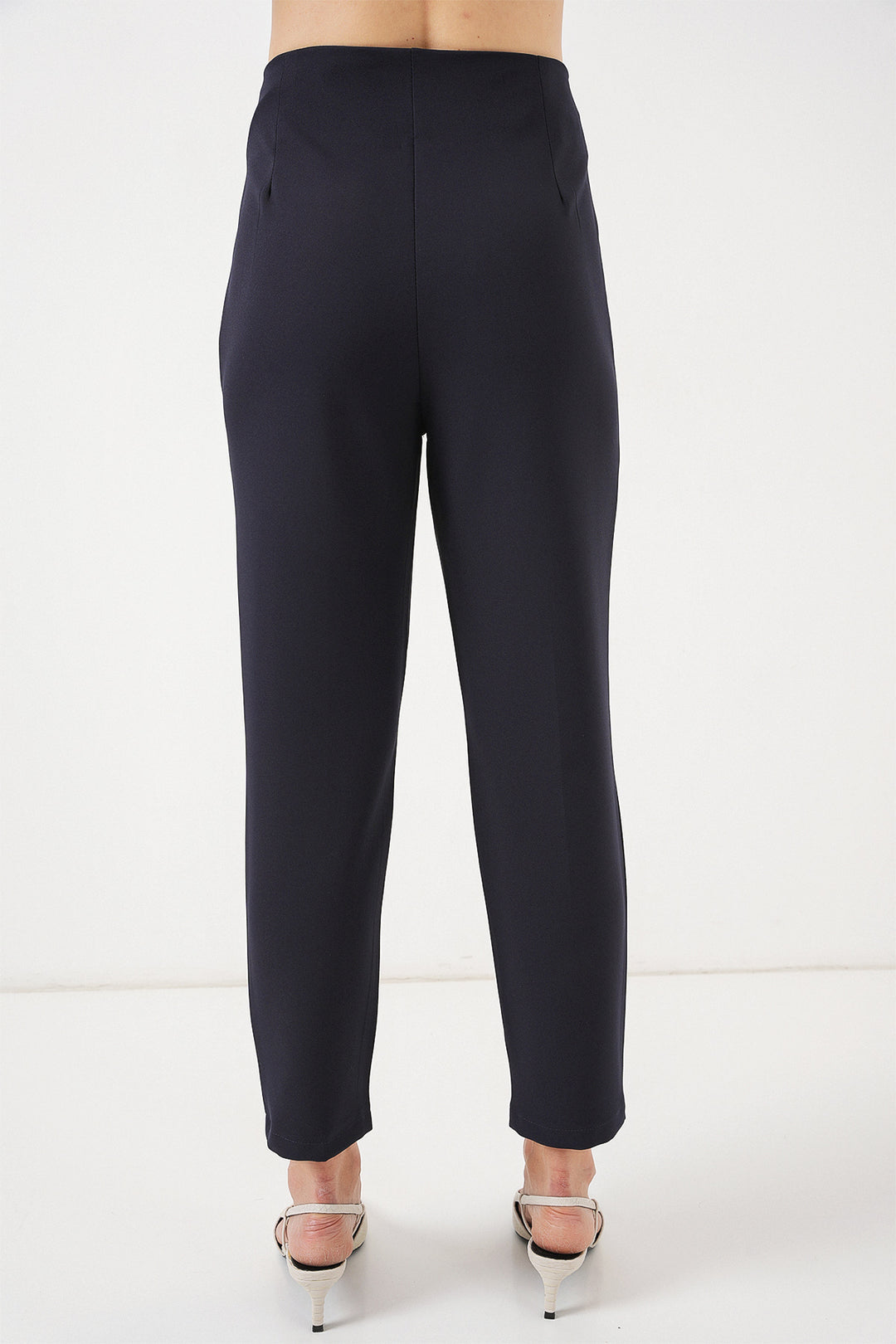 Bigdart Pantalon en tissu taille haute bleu marine pour femme 6650