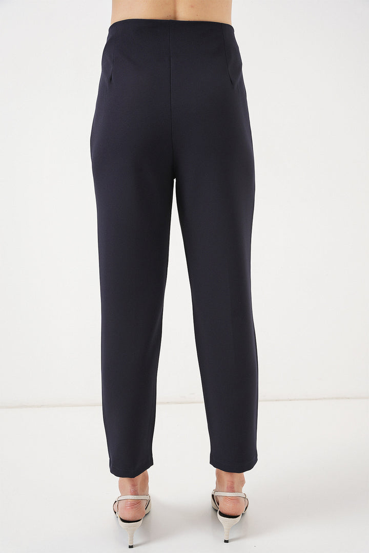 Bigdart Pantalon en tissu taille haute bleu marine pour femme 6650