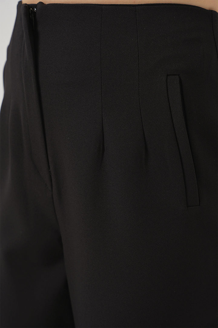 Bigdart Pantalon en Tissu Taille Haute Noir Femme 6650