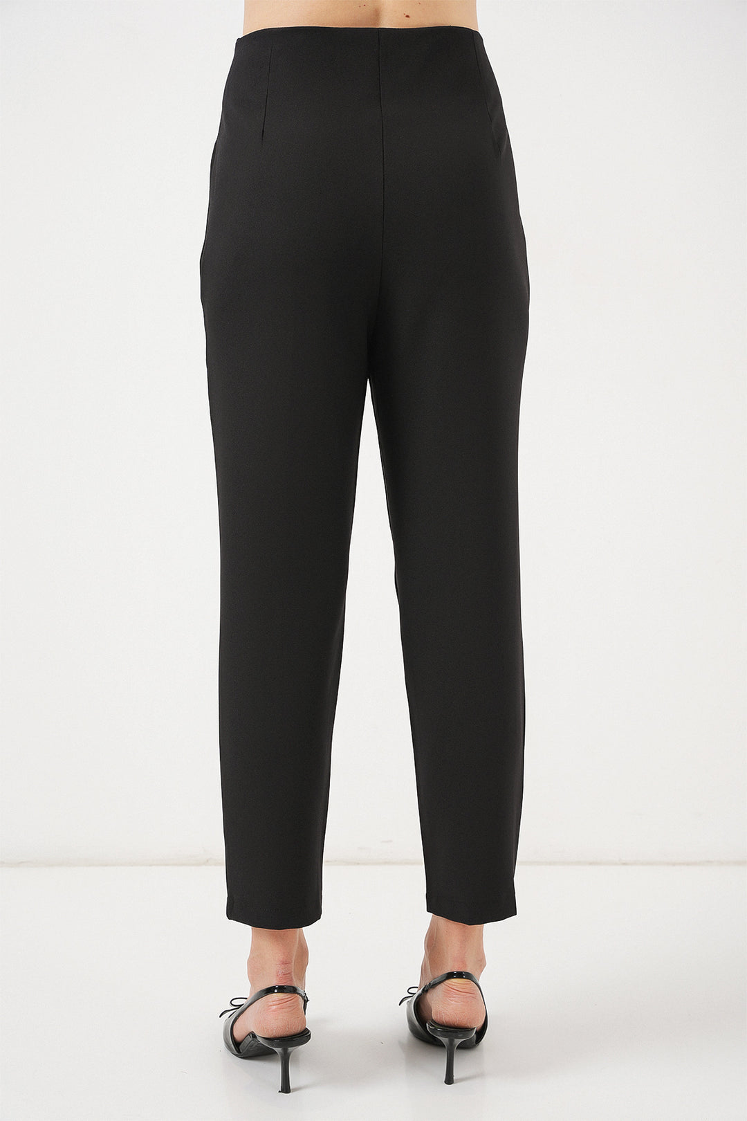 Bigdart Pantalon en Tissu Taille Haute Noir Femme 6650