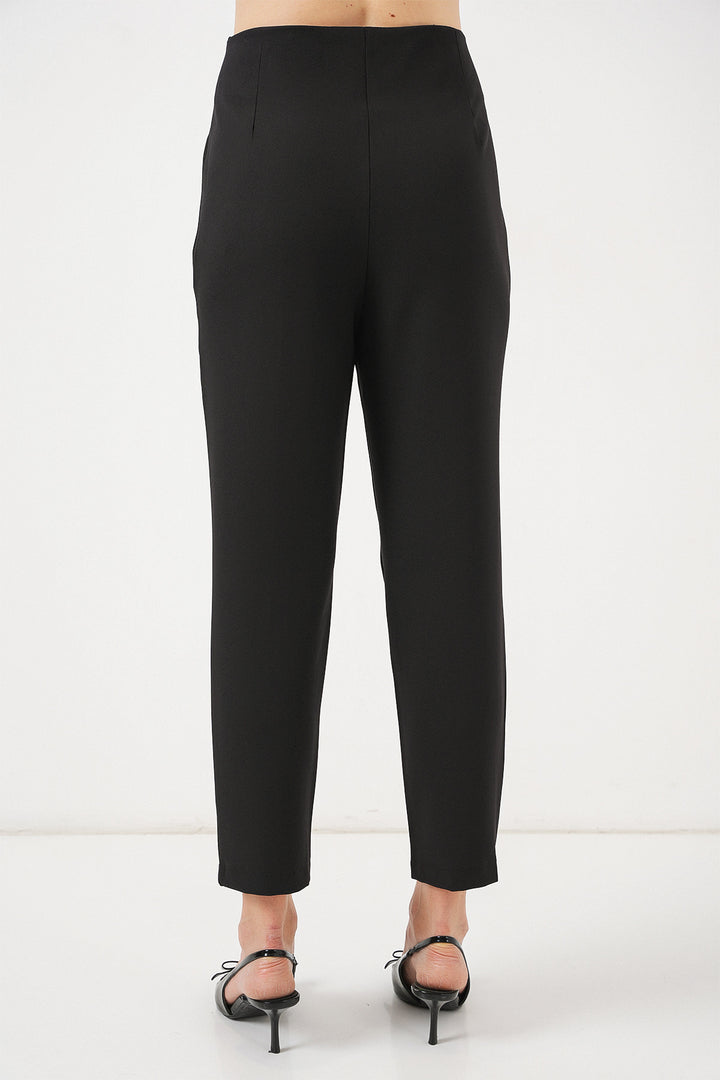 Bigdart Pantalon en Tissu Taille Haute Noir Femme 6650