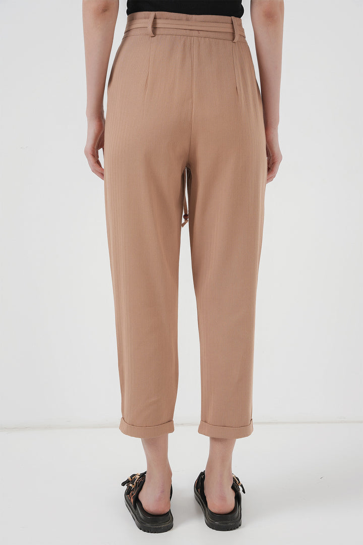 Bigdart Pantalon en Lin à Ceinture 6660 - Biscuit