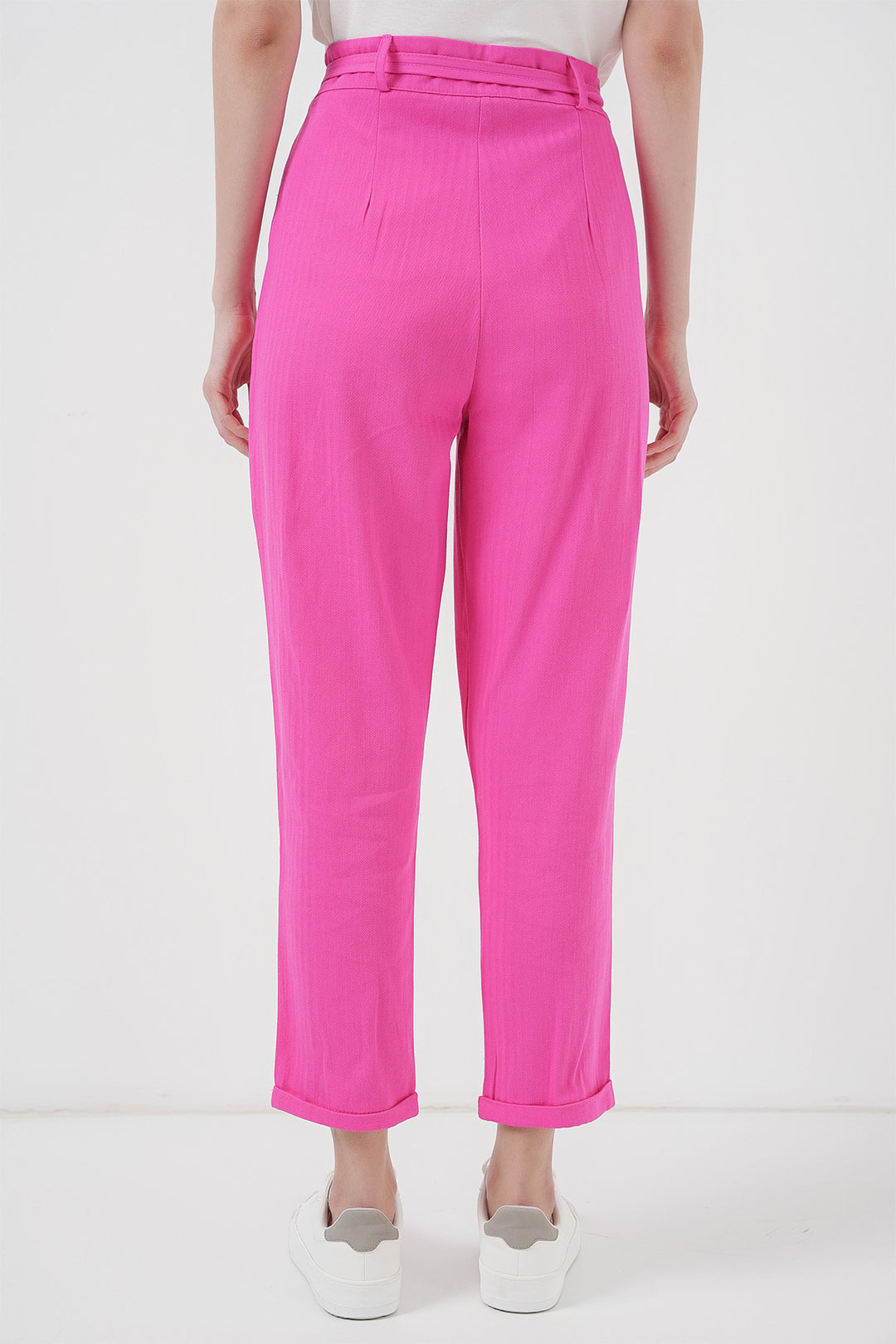 Bigdart Pantalon en lin avec ceinture 6660 - Fuchsia