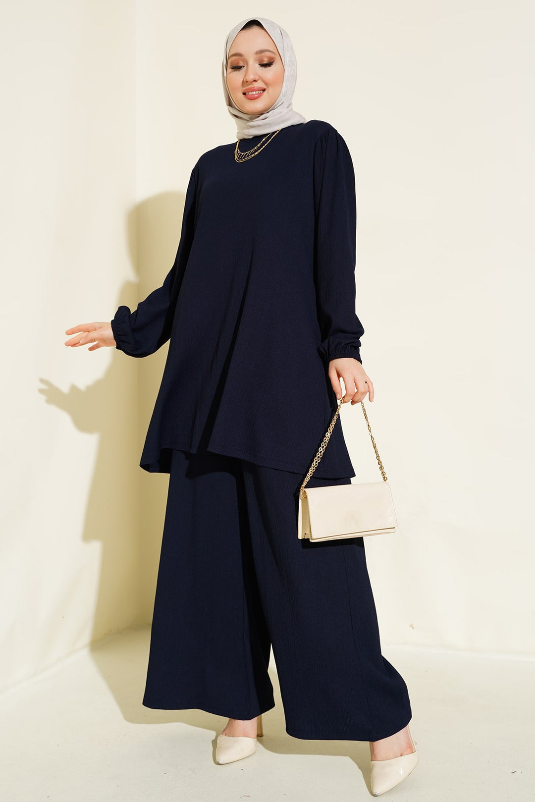 Bigdart Ensemble tunique et pantalon bleu marine pour femmes 6663 - Bleu marine