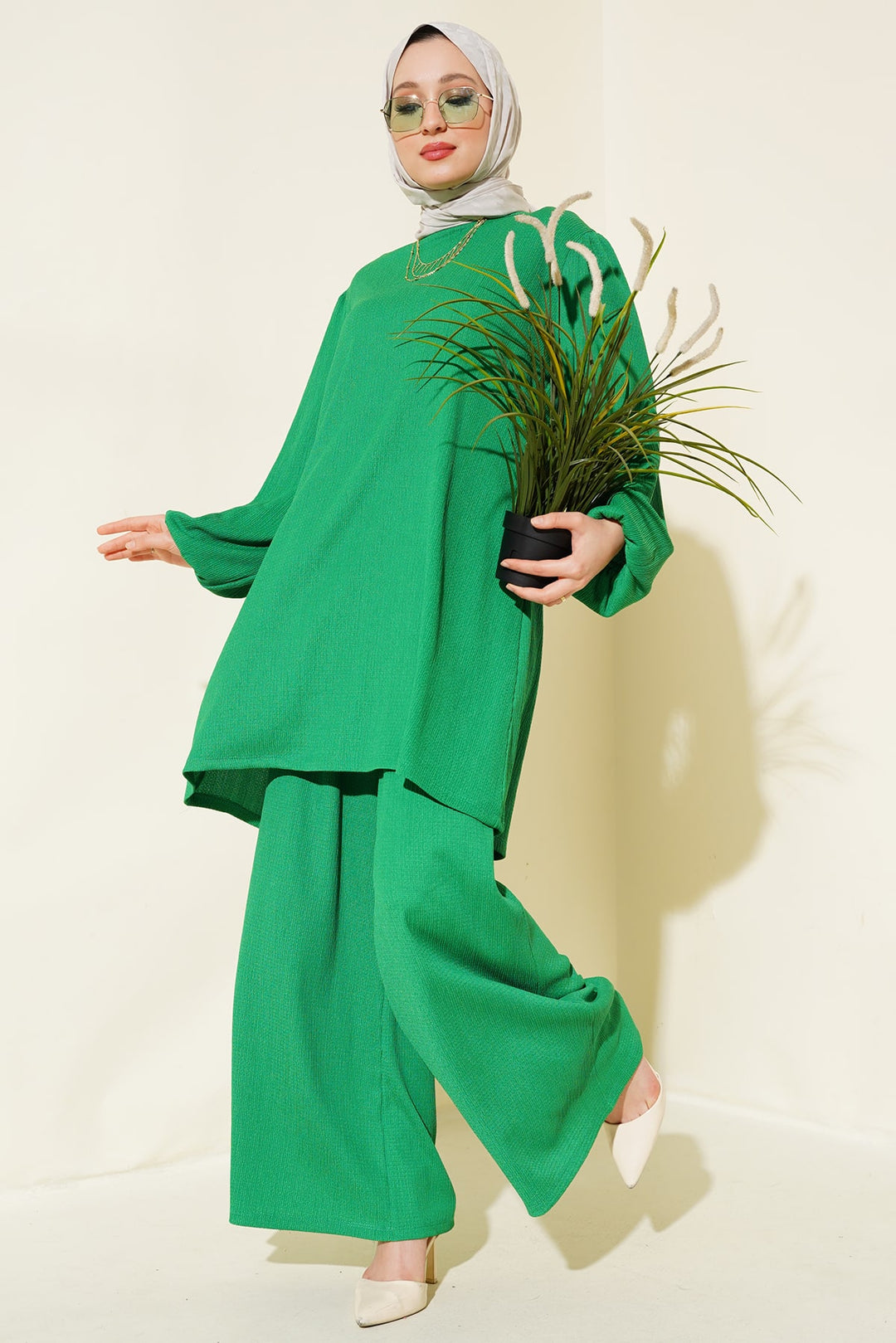Bigdart Femme Tunique Vert Pantalon Ensemble 6663