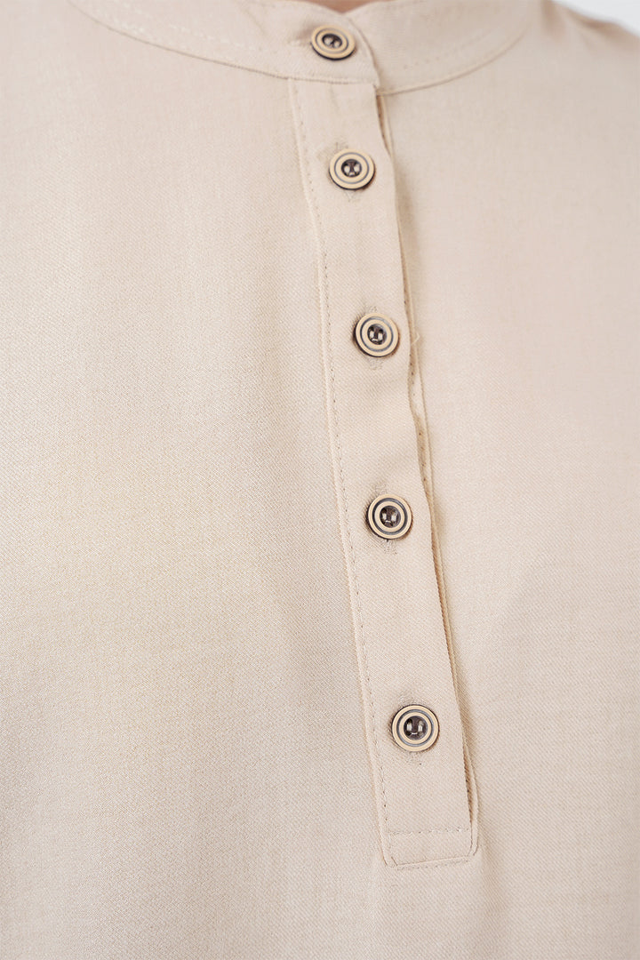 Bigdart 6678 Tunique en Lin Pantalon Ensemble - Beige