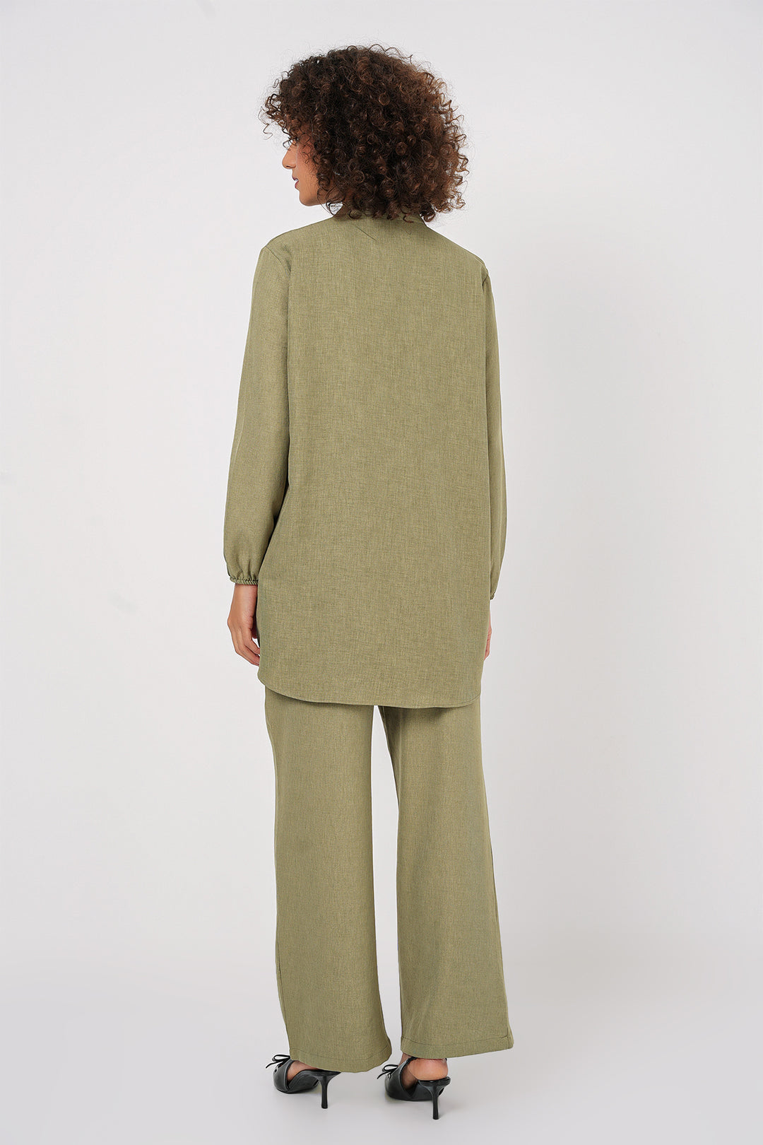 Bigdart 6678 Ensemble Tunique Pantalon en Lin - Vert amande