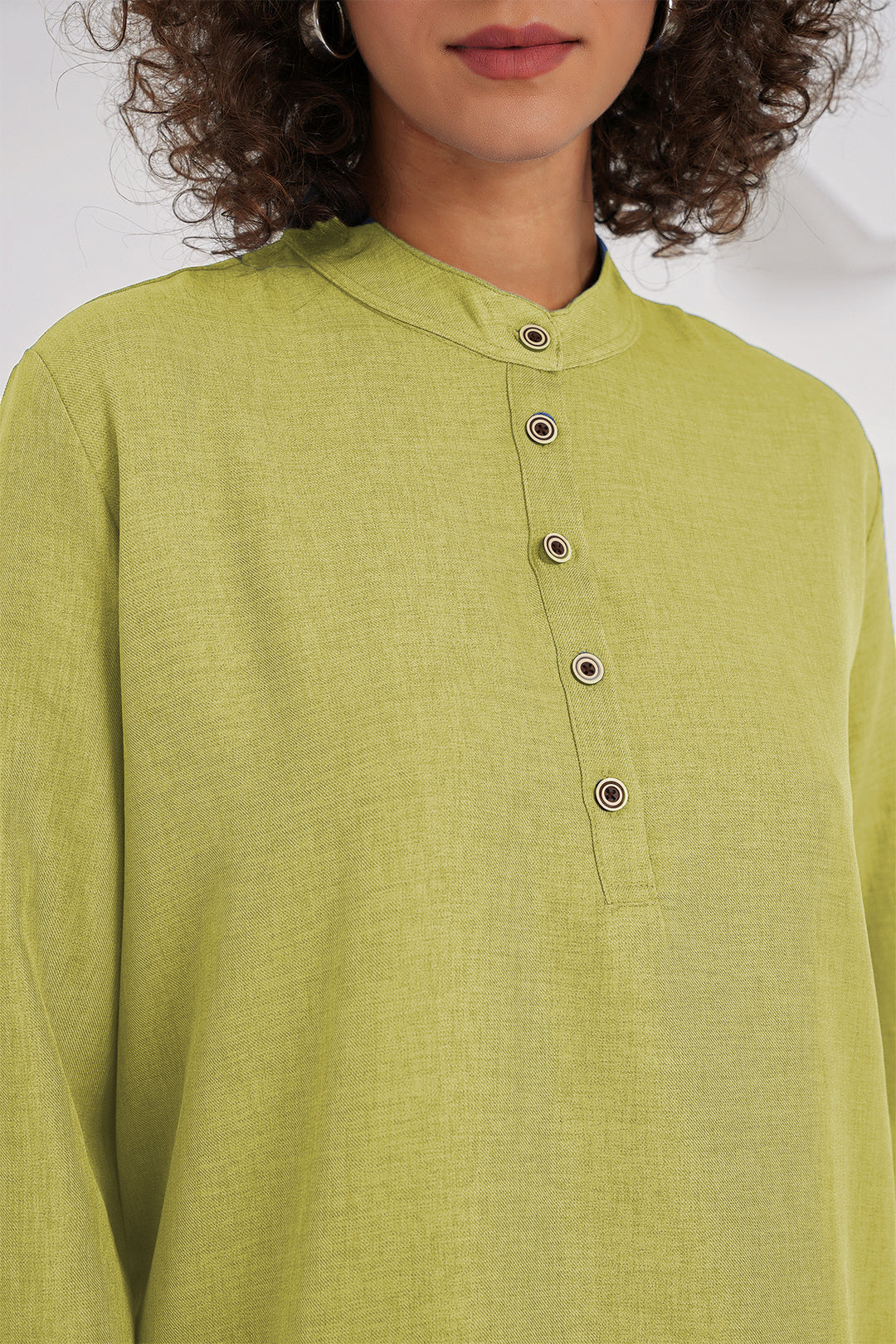 Bigdart 6678 Ensemble tunique pantalon en lin - Vert