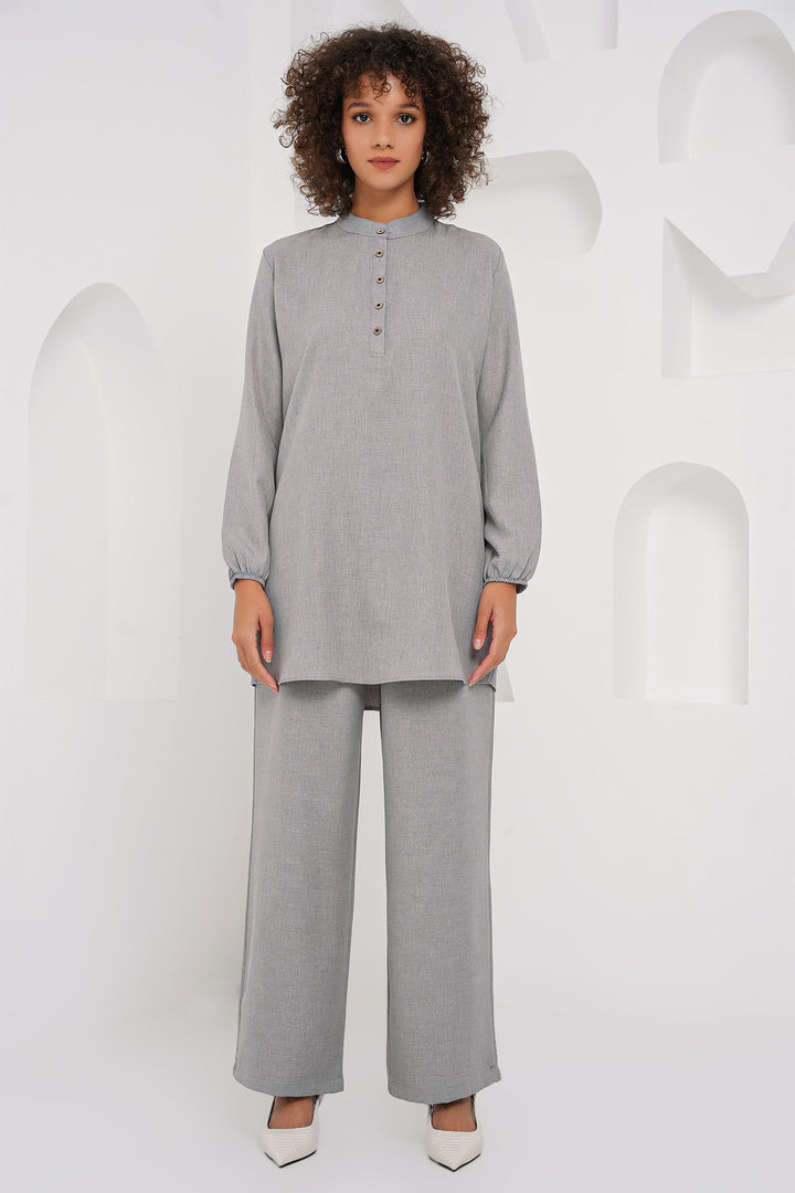 Bigdart 6678 Ensemble Pantalon Tunique en Lin - Gris