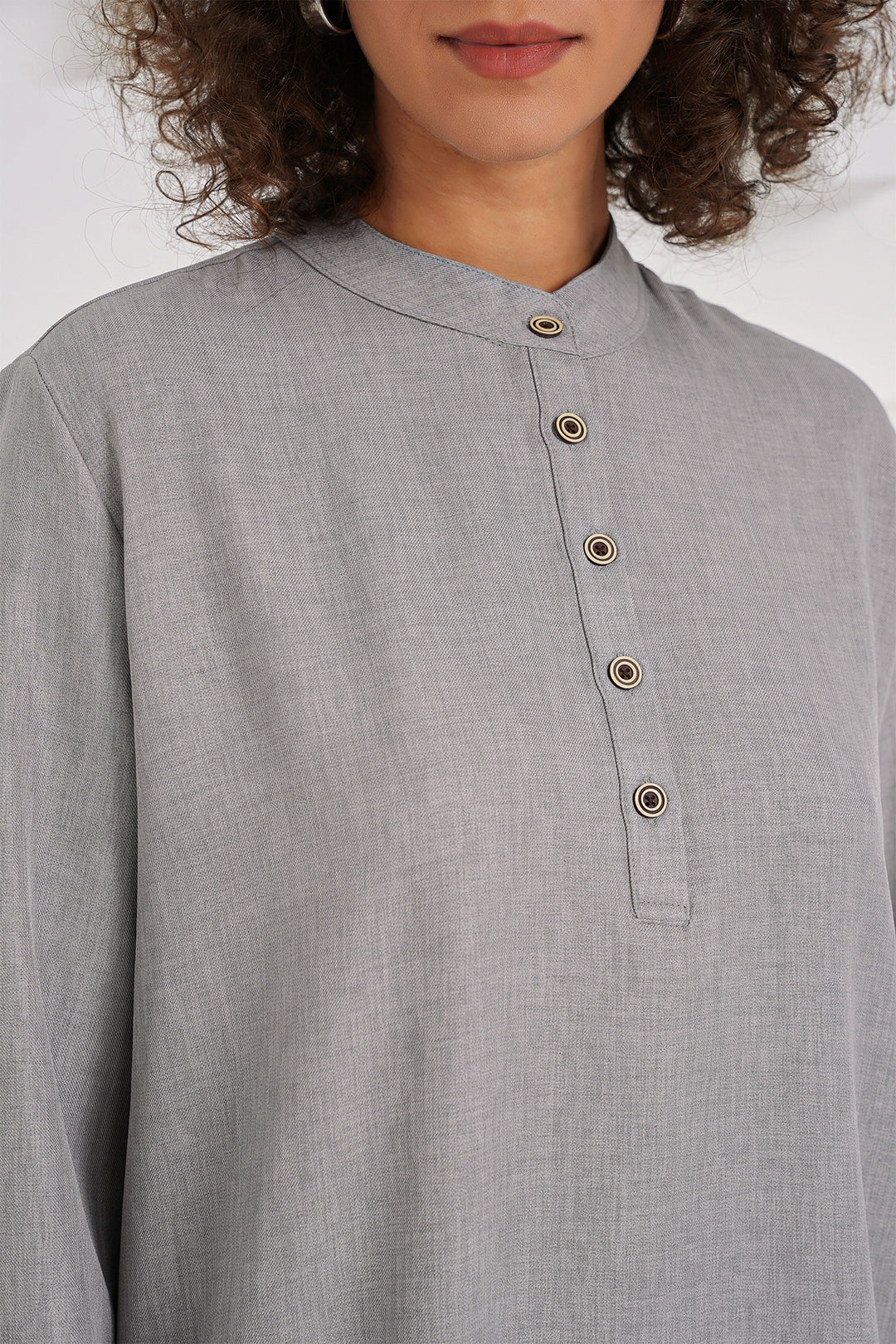 Bigdart 6678 Ensemble Pantalon Tunique en Lin - Gris