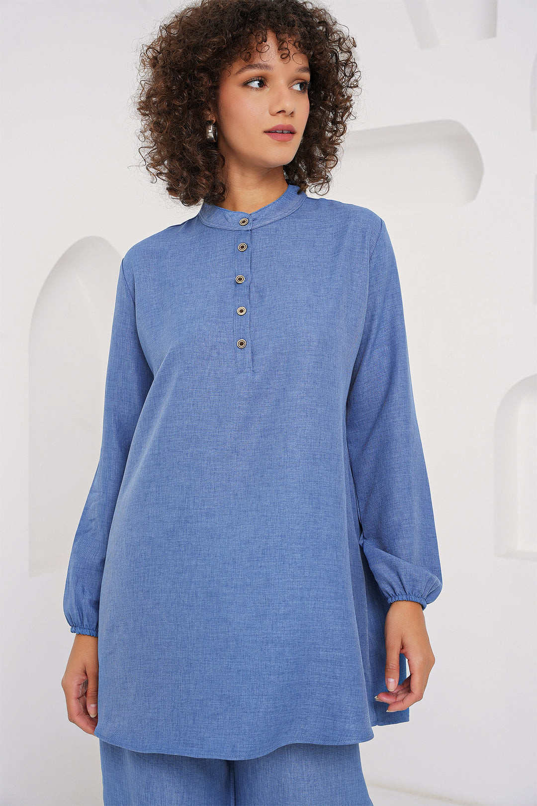 Bigdart 6678 Ensemble Pantalon Tunique en Lin - Indigo