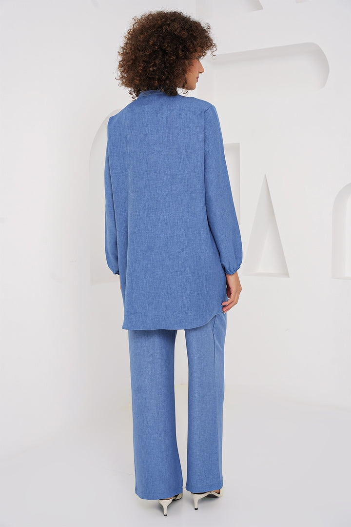 Bigdart 6678 Ensemble Pantalon Tunique en Lin - Indigo