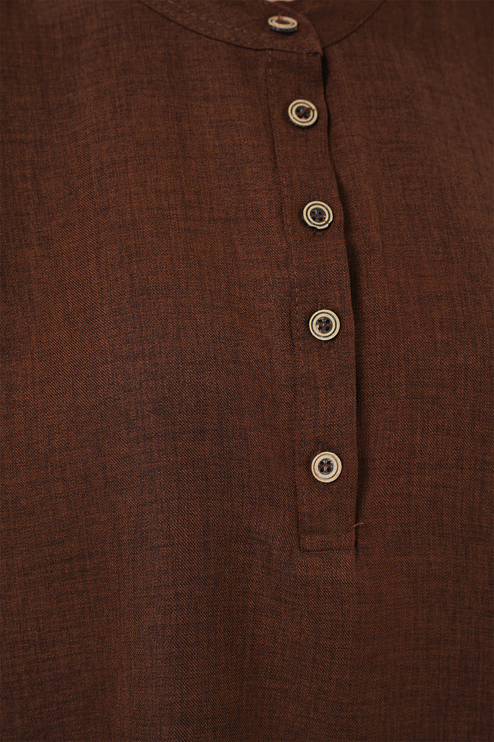 Bigdart Ensemble tunique et pantalon en lin 6678 - Marron