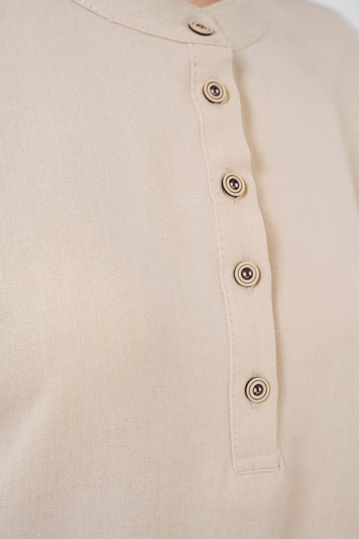 Bigdart 6678 Ensemble Tunique Pantalon en Lin - Crème
