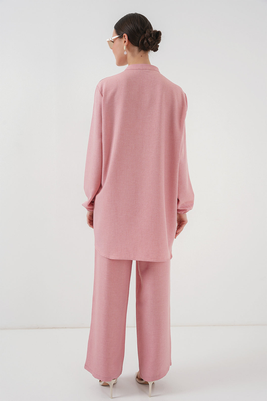 Bigdart Ensemble tunique et pantalon en lin 6678 - Rose