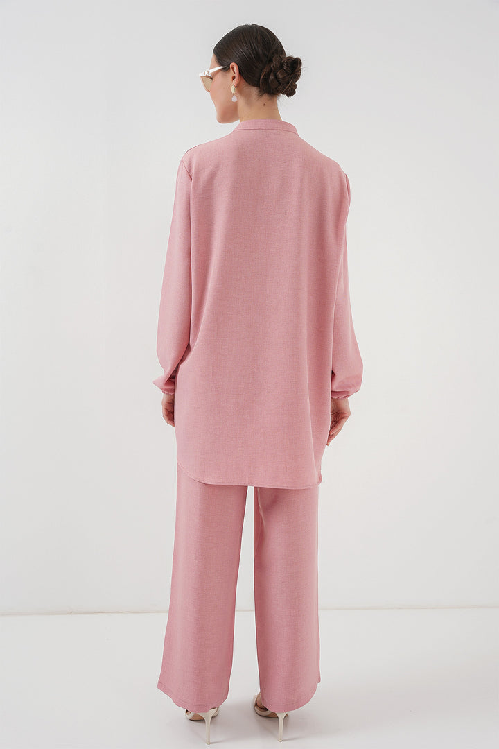Bigdart Ensemble tunique et pantalon en lin 6678 - Rose
