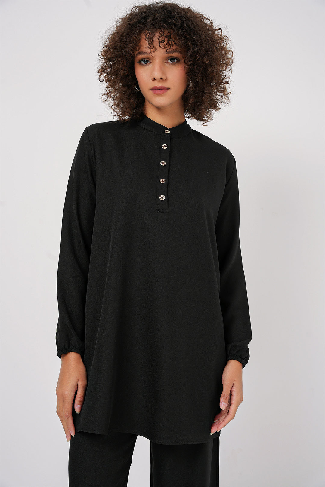 Bigdart Ensemble tunique pantalon en lin 6678 - Noir