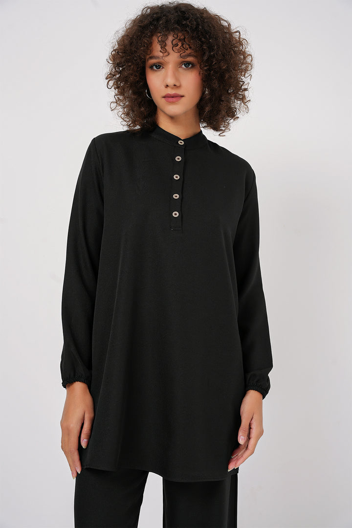 Bigdart Ensemble tunique pantalon en lin 6678 - Noir
