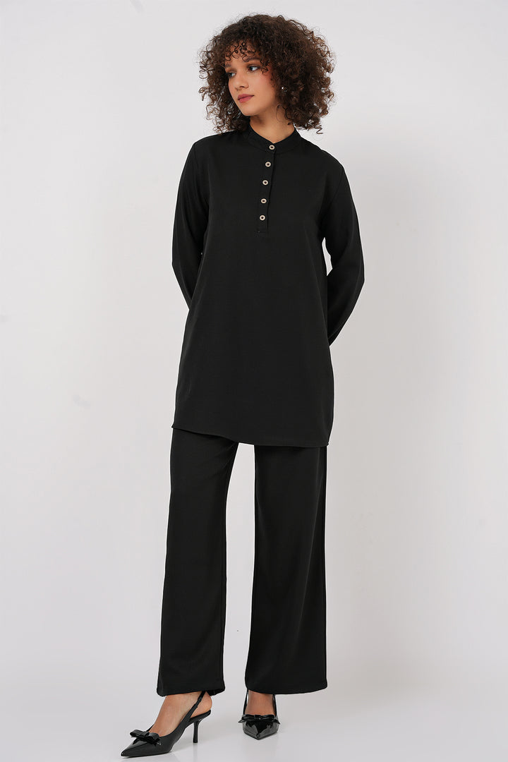 Bigdart Ensemble tunique pantalon en lin 6678 - Noir