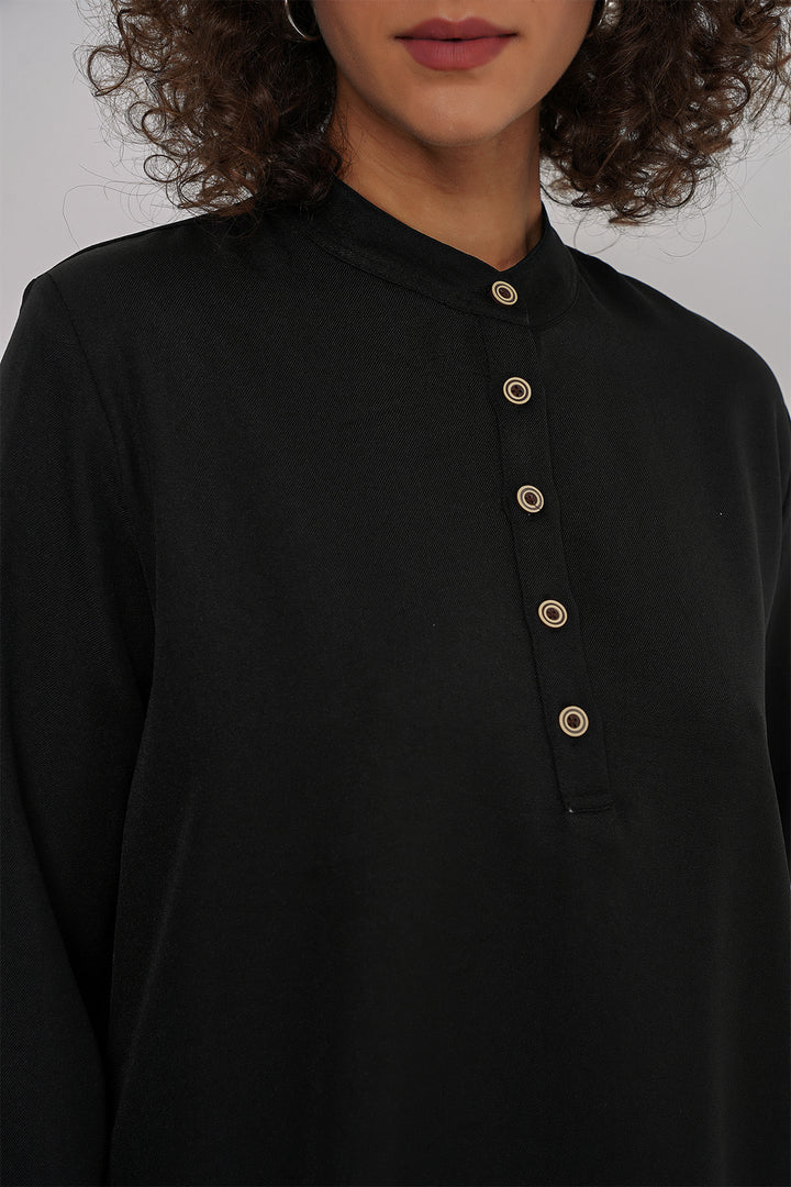 Bigdart Ensemble tunique pantalon en lin 6678 - Noir