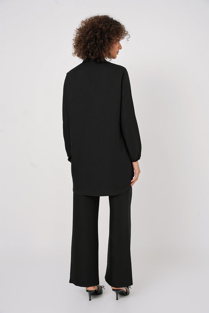 Bigdart Ensemble tunique pantalon en lin 6678 - Noir