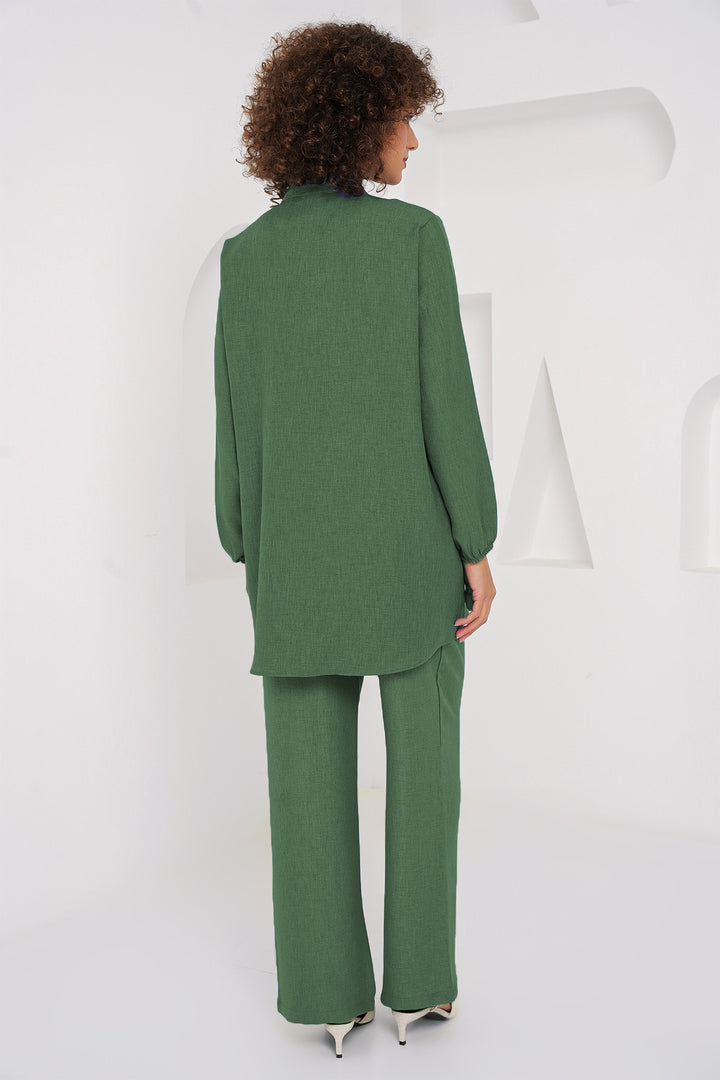 Bigdart 6678 Ensemble Pantalon Tunique en Lin - Vert Émeraude